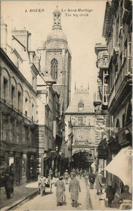 Carte postale ancienne Rouen - Le gros horloge à Rouen