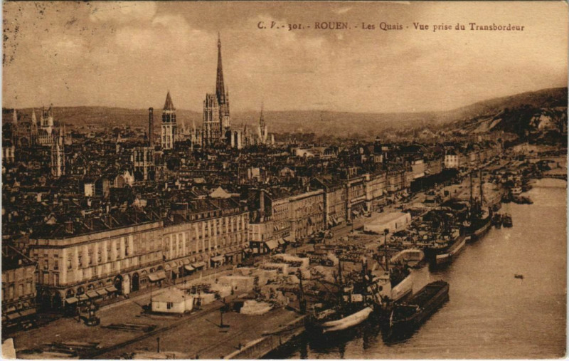 Carte postale ancienne Rouen - Vue prise du transbordeur à Rouen