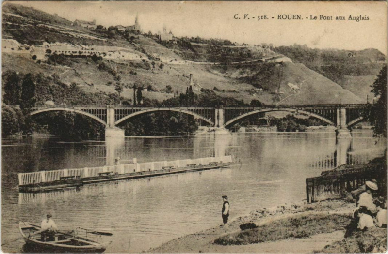 Carte postale ancienne Rouen - Le pont aux anglais à Rouen