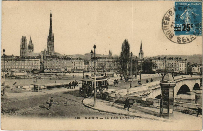 Carte postale ancienne Rouen - Le pont corneille à Rouen