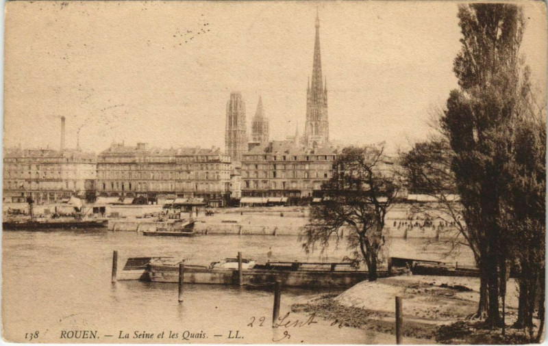 Carte postale ancienne Rouen - La Seine et les quais à Rouen