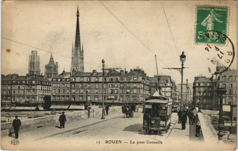 Carte postale ancienne Rouen - Le pont cornielle à Rouen