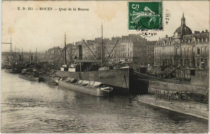 Carte postale ancienne Rouen - Quai de la bourse à Rouen