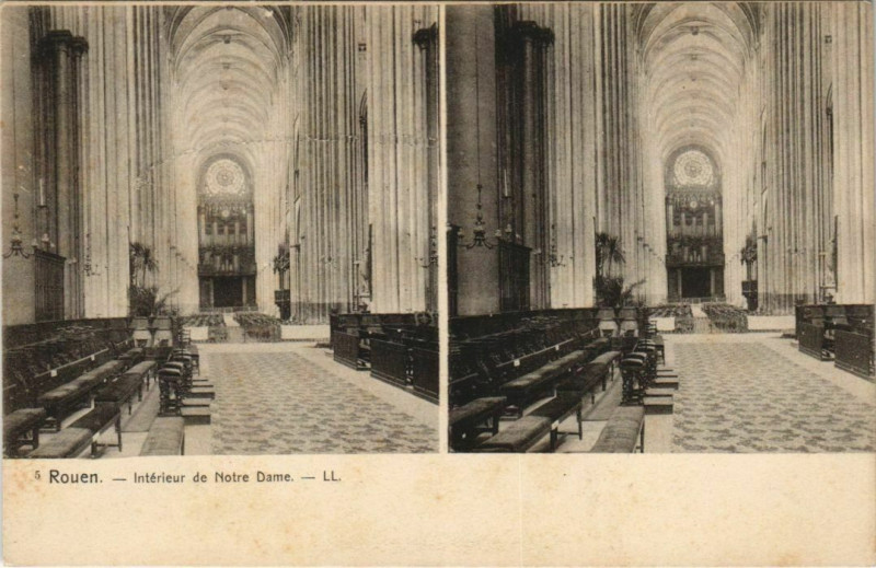 Carte postale ancienne Rouen - Interieure de notre dame à Rouen