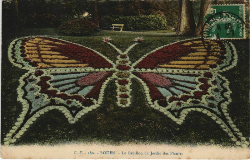Carte postale ancienne Rouen - Le papillon colorisé à Rouen
