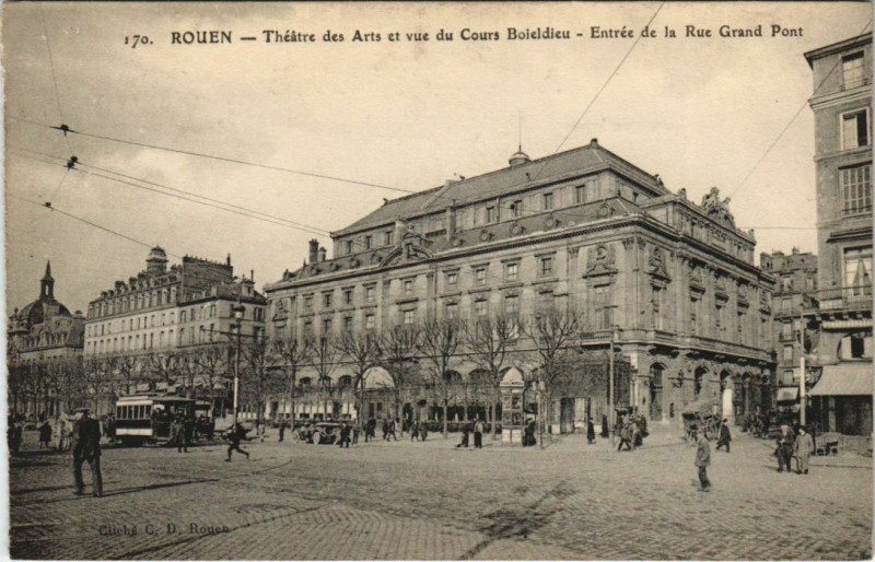 Carte postale ancienne Rouen - Theatre des arts à Rouen