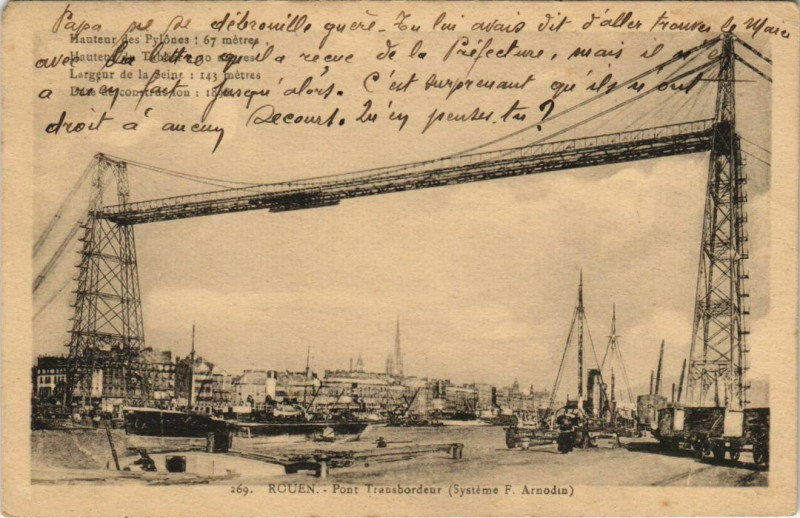 Carte postale ancienne Rouen - Pont transbordeur à Rouen