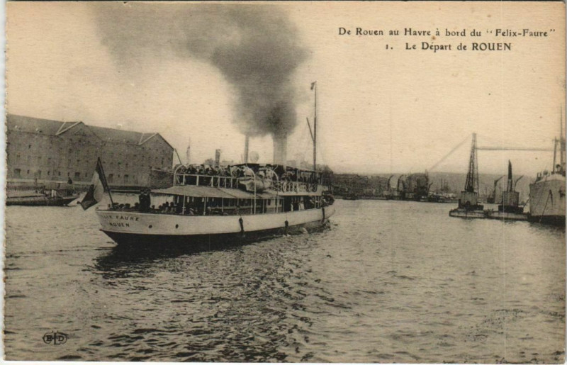 Carte postale ancienne Rouen - Le depart à Rouen
