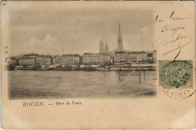 Carte postale ancienne Rouen - Quai de Paris à Rouen