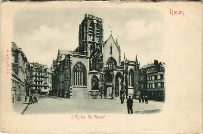 Carte postale ancienne Rouen - L'Eglise Saint-vincent à Rouen