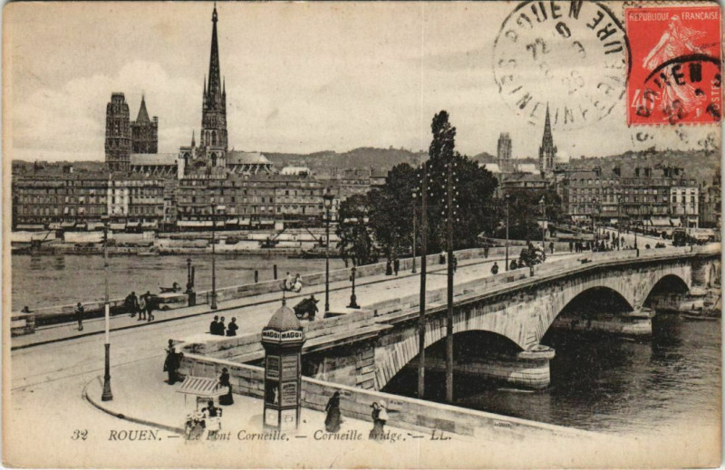 Carte postale ancienne Rouen - Le pont corniele à Rouen