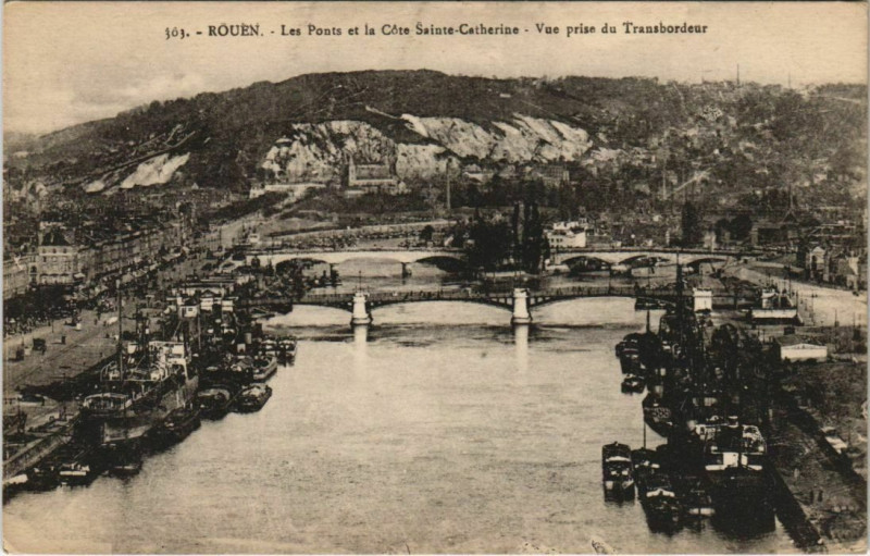 Carte postale ancienne Rouen - Les ponts et la à Rouen