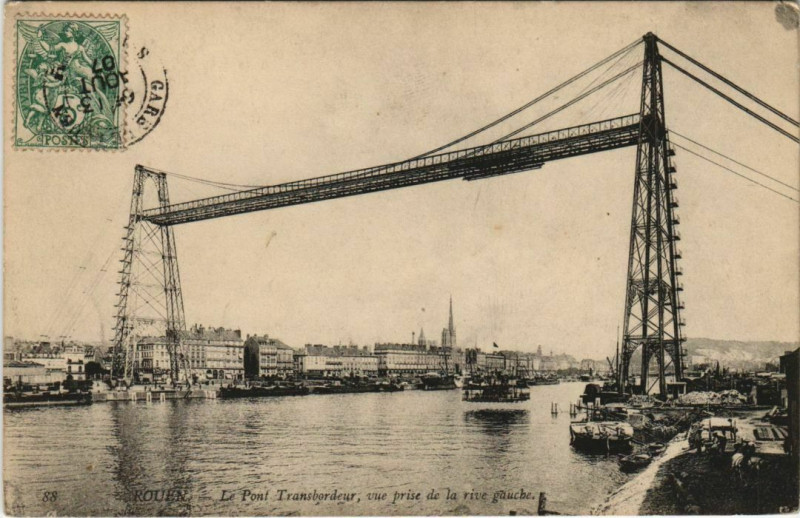 Carte postale ancienne Rouen - Le pont transbordeur à Rouen