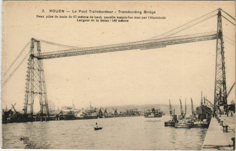 Carte postale ancienne Rouen - Le pont transbordeur à Rouen