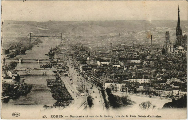 Carte postale ancienne Rouen - Panorama et vue de la Seine à Rouen