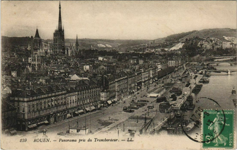 Carte postale ancienne Rouen - Panorama pris du transbordeur à Rouen