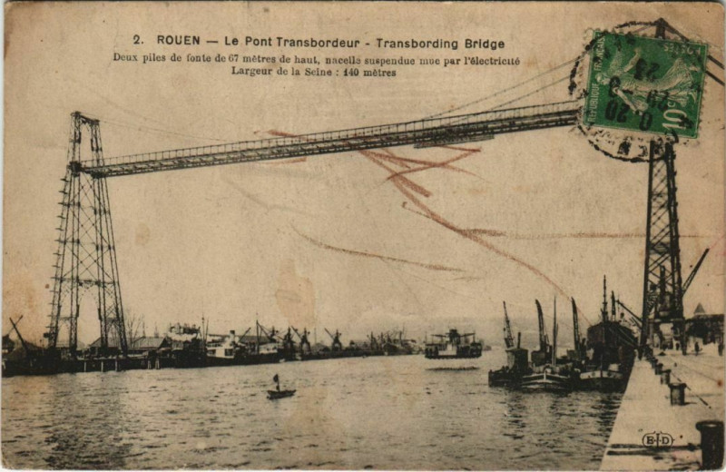 Carte postale ancienne Rouen - Le pomt transbordeur à Rouen