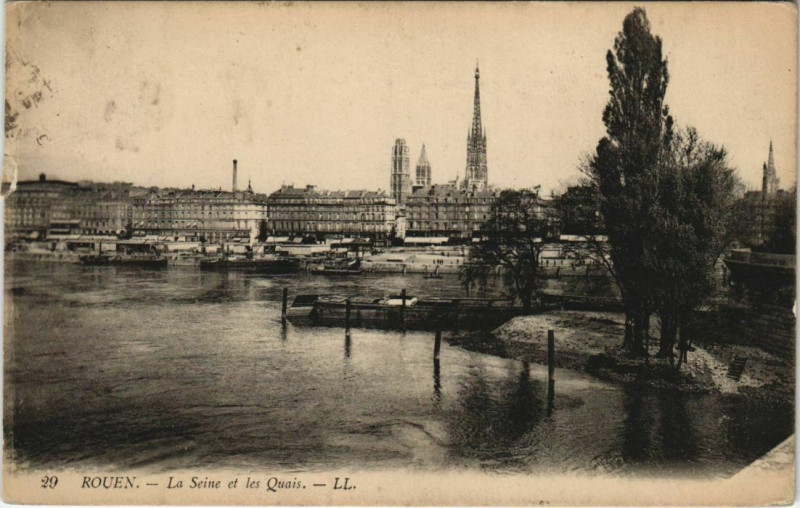 Carte postale ancienne Rouen - La Seine et les quais à Rouen