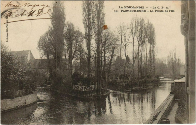 Carte postale ancienne Pacy-sur-Eure La Pointe de l'Ile à Pacy-sur-Eure