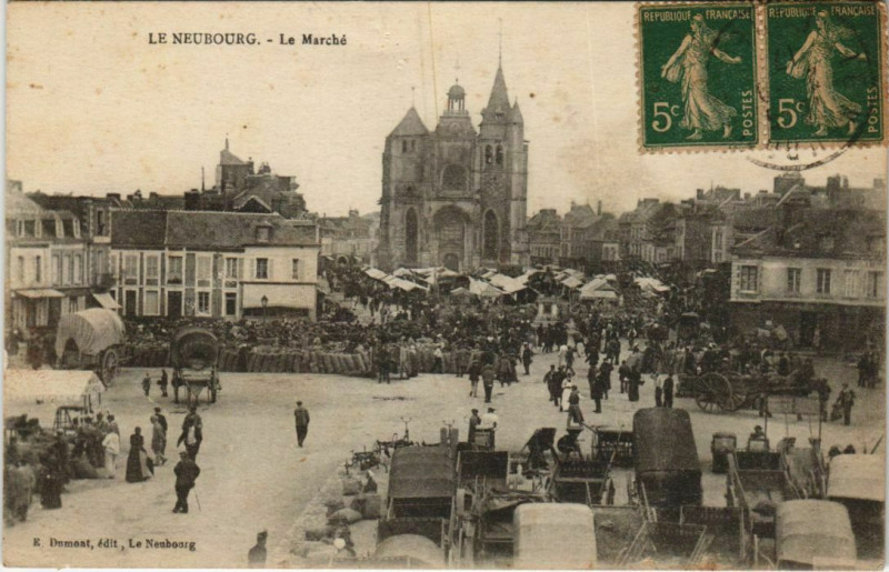 Carte postale ancienne Verneuil-sur-Avre Le Marche