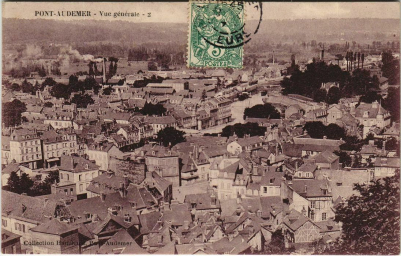 Carte postale ancienne Pont-Audemer Vue Generale à Pont-Audemer