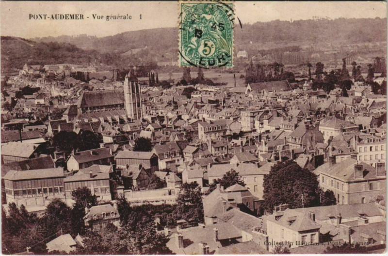 Carte postale ancienne Pont-Audemer Vue Generale à Pont-Audemer