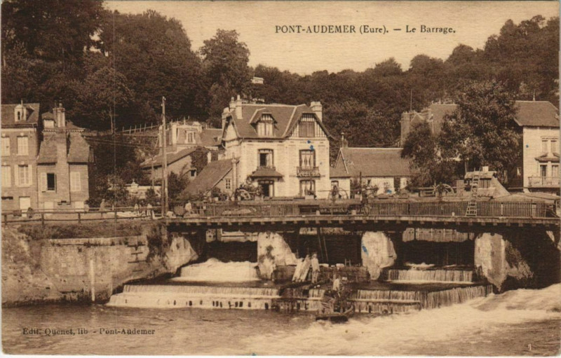 Carte postale ancienne Pont-Audemer Le Barrage à Pont-Audemer