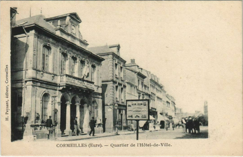 Carte postale ancienne Cormeilles Quartier de l'Hotel de Ville à Cormeilles
