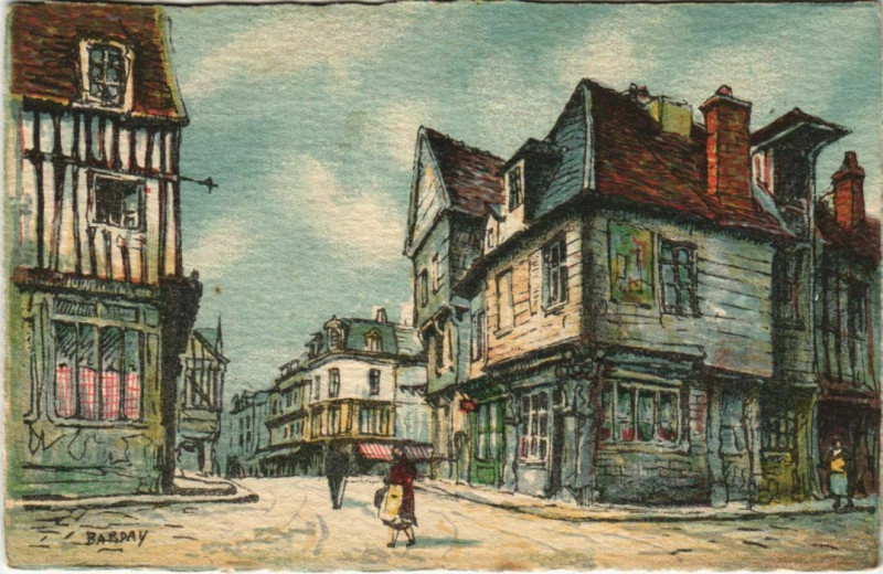 Carte postale ancienne Louviers Vieilles Maisons - Rue du Neubourg à Louviers
