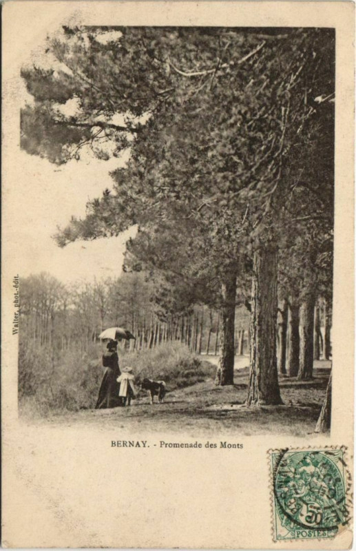 Carte postale ancienne Bernay Promenade des Monts à Bernay