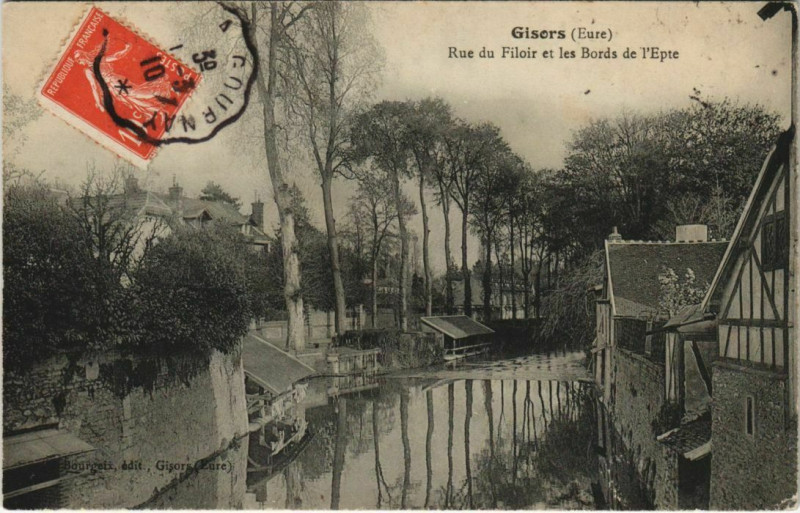 Carte postale ancienne Gisors Rue du Filoir et les Bords de l'Epte à Gisors