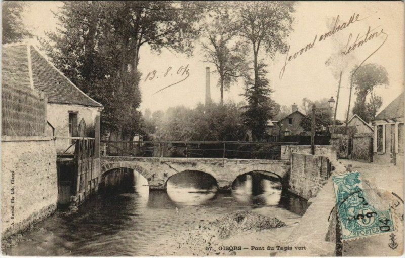 Carte postale ancienne Gisors Pont du Tapis Vert à Gisors