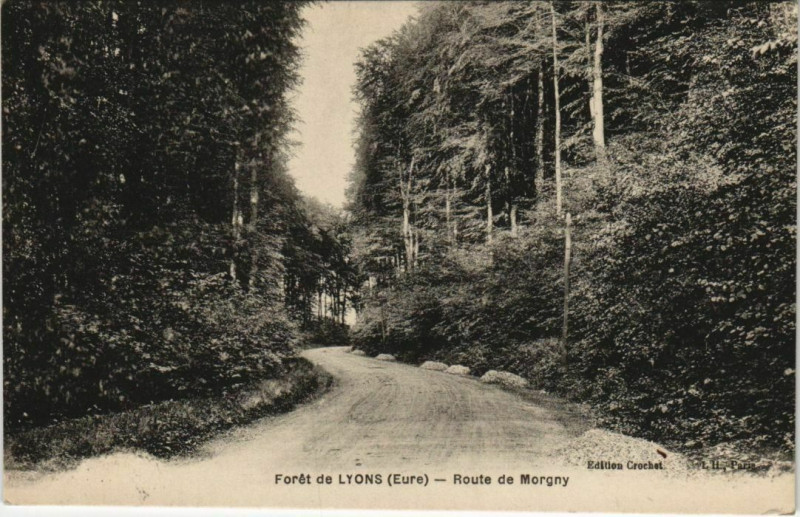 Carte postale ancienne Lyons-la-Foret Foret de Lyons - Route de Morgny à Morgny