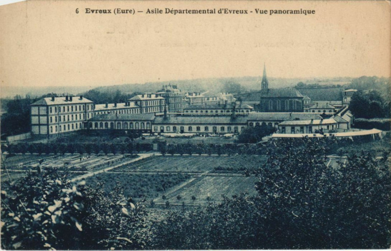 Carte postale ancienne Evreux Asile Departemental - Vue Panoramique