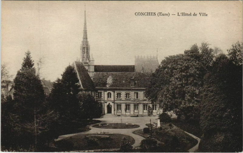 Carte postale ancienne Conches-en-Ouche L'Hotel de Ville à Conches-en-Ouche