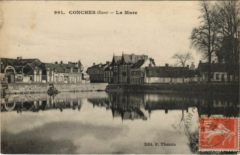 Carte postale ancienne Conches-en-Ouche La Mare à Conches-en-Ouche