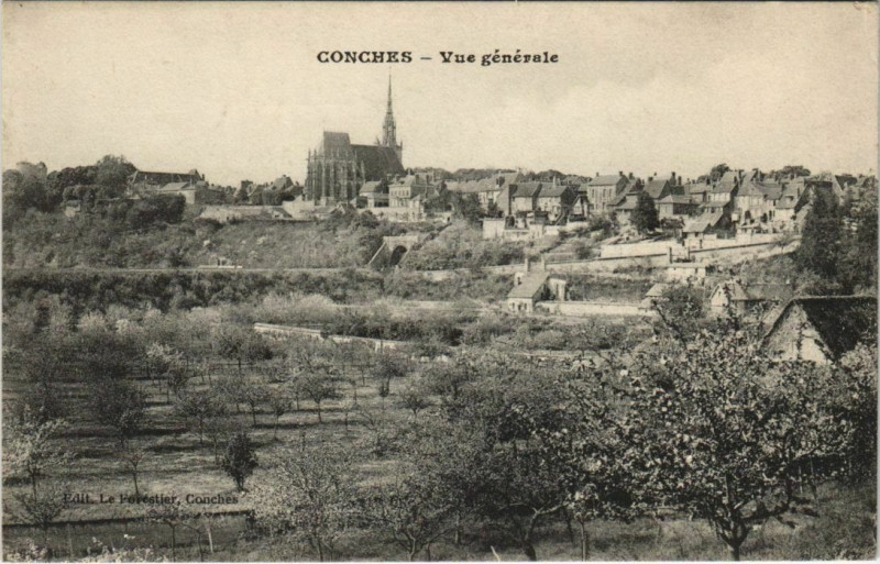 Carte postale ancienne Conches-en-Ouche Vue Generale à Conches-en-Ouche