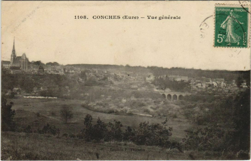 Carte postale ancienne Conches-en-Ouche Vue Generale à Conches-en-Ouche
