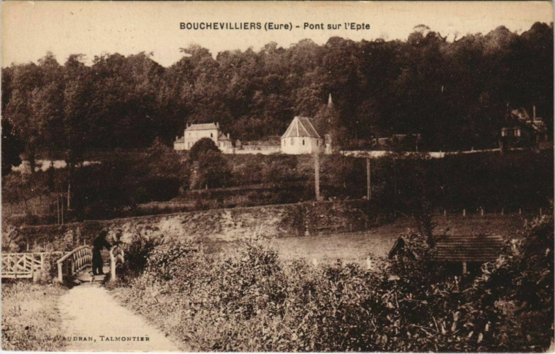 Carte postale ancienne Bouchevilliers Pont sur l'Epte à Bouchevilliers