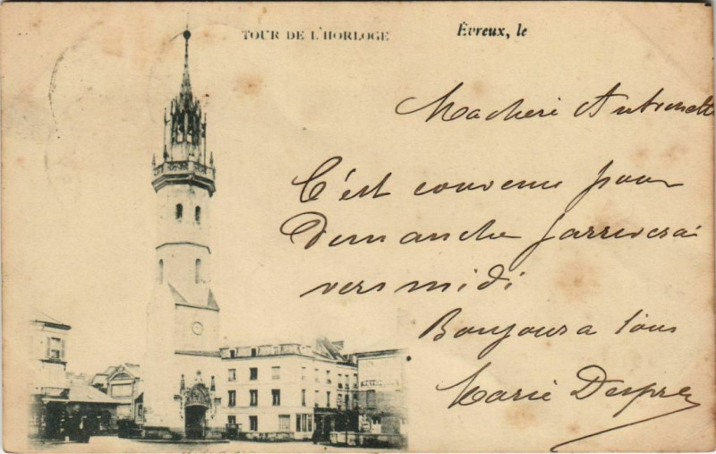 Carte postale ancienne Evreux Tour de l'Horloge