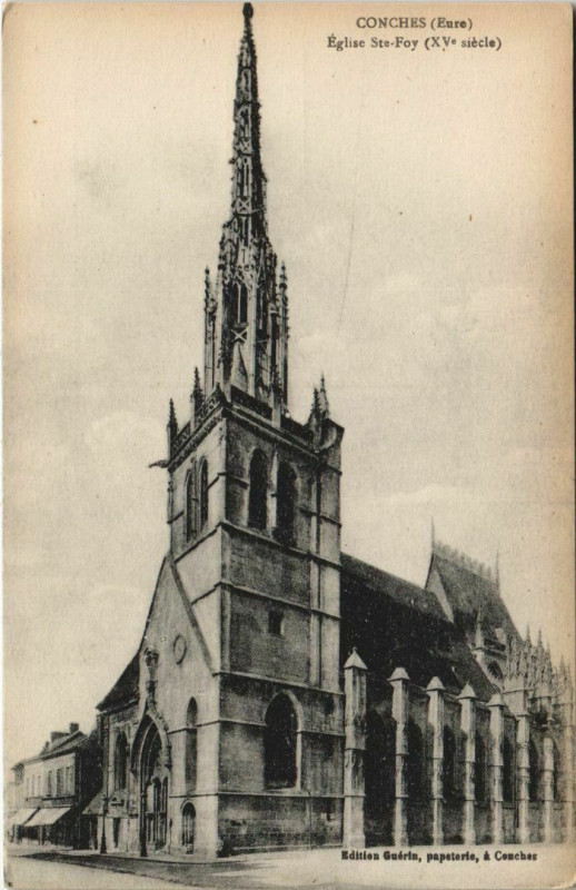 Carte postale ancienne Conches-en-Ouche Eglise Sainte-Foy à Conches-en-Ouche