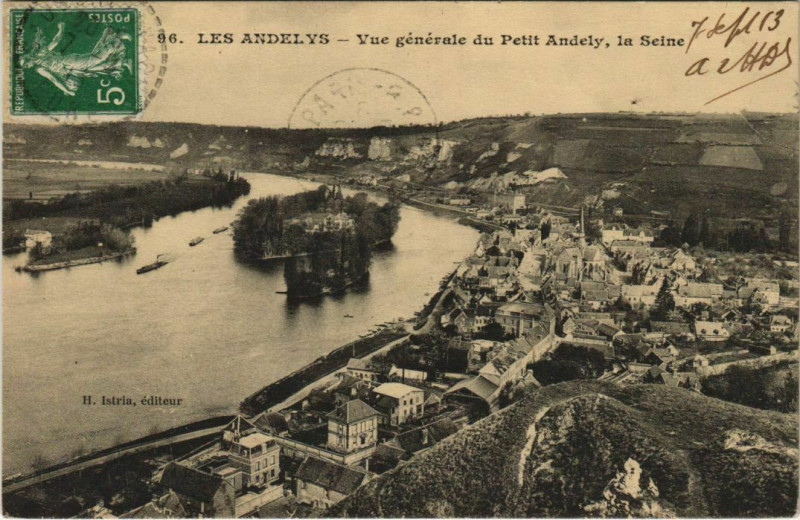 Carte postale ancienne Les Andelys Vue Generale du Petit-Andely aux Andelys