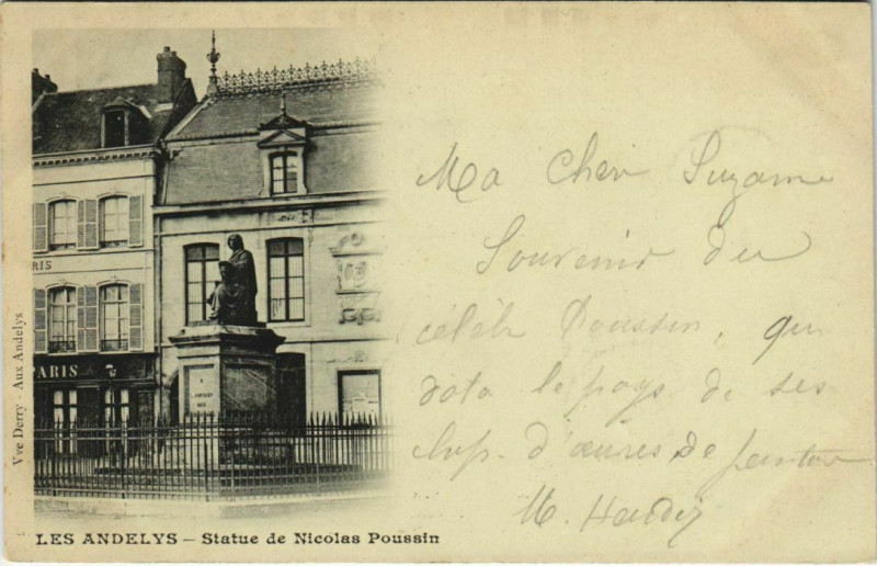 Carte postale ancienne Les Andelys Statue de Nicolas Poussin aux Andelys
