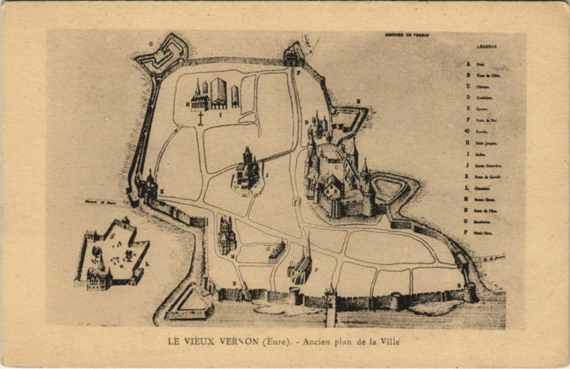 Carte postale ancienne Vernon Le Vieux Vernon - Ancien Plan de la Ville à Vernon
