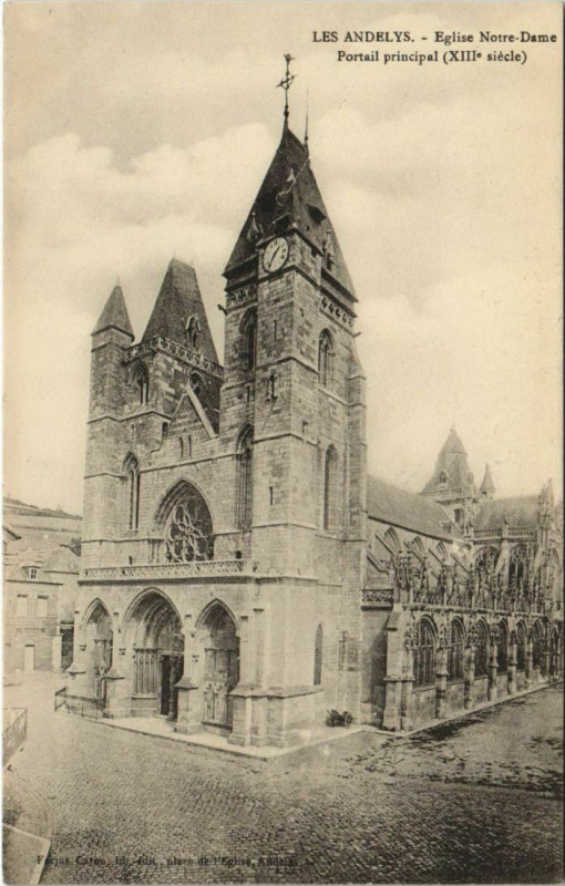 Carte postale ancienne Les Andelys Eglise Notre-Dame - Portail Principal aux Andelys