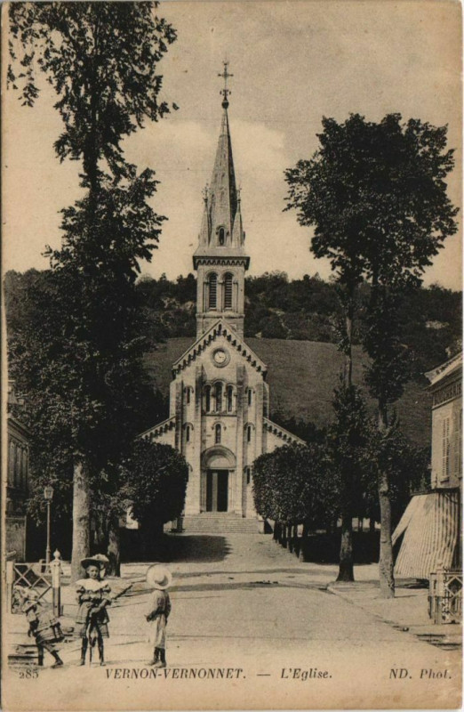 Carte postale ancienne Vernon Vernonnet - L'Eglise à Vernon