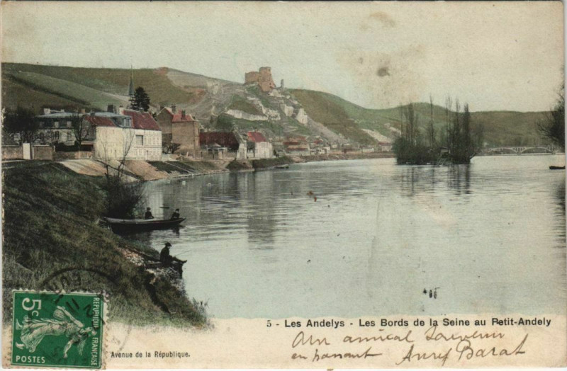Carte postale ancienne Les Andelys Les Bords de la Seine au Petit-Andely aux Andelys