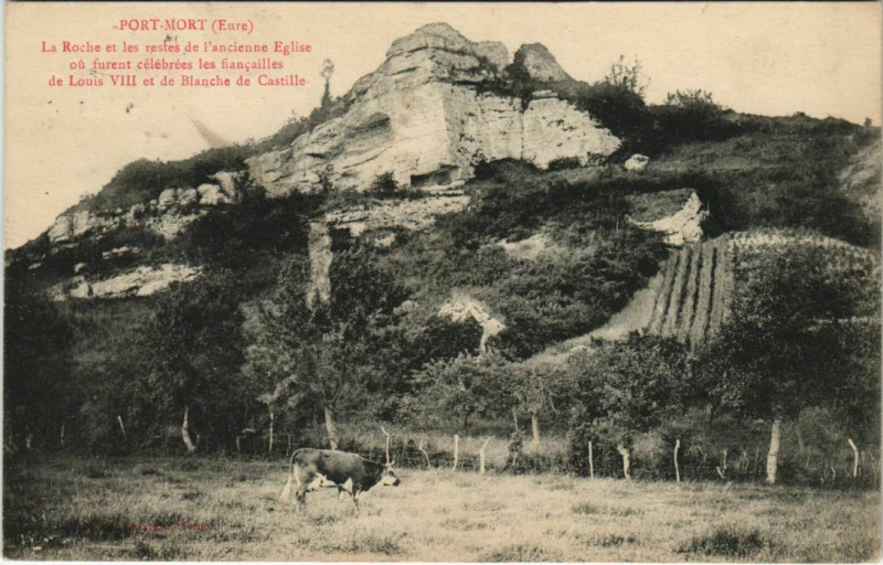 Carte postale ancienne Port-Mort La Roche et les Restes de l'Ancienne Eglise à Port-Mort