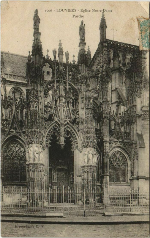 Carte postale ancienne Louviers Eglise Notre-Dame - Porche à Louviers