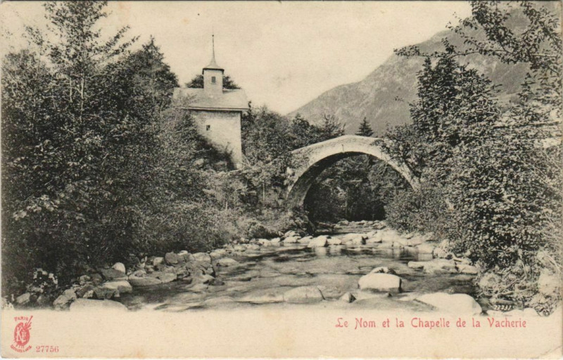 Carte postale ancienne La Vacherie Le Nom et la Chapelle de la Vacherie à La Vacherie